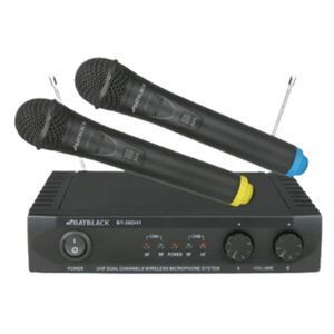 Micrófono inalámbrico Batblack BT-26DH1 UHF FIJA, receptor Base, x2 micrófonos