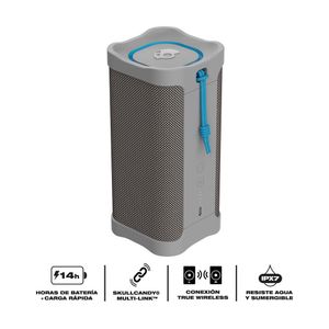 Parlante bluetooth Skullcandy Terrain XL potencia 20W, resistente al agua IPX7, hasta 18 horas de reproducción, puerto de carga USB Tipo-C, gris