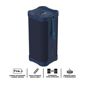 Parlante bluetooth Skullcandy Terrain XL potencia 20W, resistente al agua IPX7, hasta 18 horas de reproducción, puerto de carga USB Tipo-C, azul