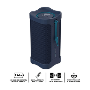 Parlante bluetooth Skullcandy Terrain potencia 12W, resistente al agua IPX7, hasta 14 horas de reproducción, puerto de carga USB Tipo-C, azul