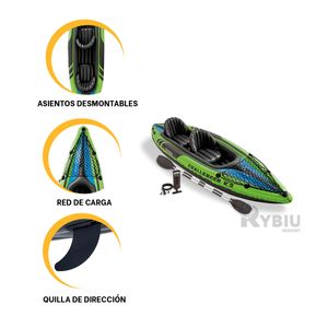 Bote Inflable Challenger con 2 Remos e Inflador Color Verde