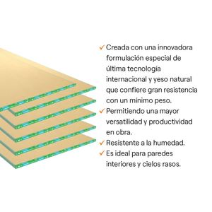 COMBO 6 Placas de yeso Gyplac RH 1/2" (12.7mm) 1.22m x 2.44m + Masilla para drywall Gyplac Bolsa 5kg