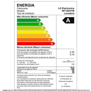 Lavadora LG Carga Superior 16 Kg WT16DVTB Gris