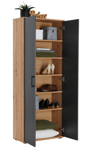 Armario Multiusos Joselo color Marrón/Negro 2 puertas TU MESITA