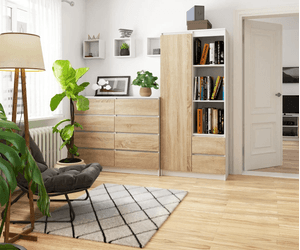 Armario Multiusos Yeko color Blanco/Duna 2 cajones 1 puerta TU MESITA