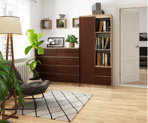 Armario Multiusos Yeko color Roble/Marrón 2 cajones 1 puerta TU MESITA