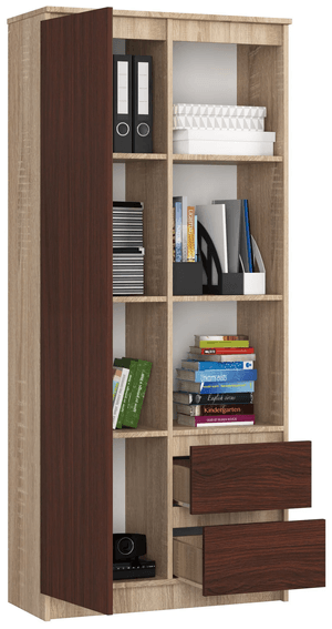 Armario Multiusos Yeko color Roble/Marrón 2 cajones 1 puerta TU MESITA