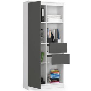 Armario Multiusos Yeko II color Blanco/Negro 2 cajones 1 puerta TU MESITA