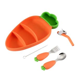 Set Plato y Cubiertos para Bebe Estilo Zanahoria | Naranja