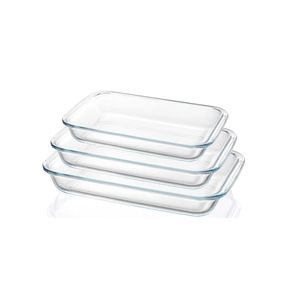 Set de 3 Fuentes Rectangulares de Vidrio