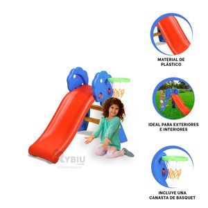 Resbaladera con Canasta de Basquet para Niños en Multicolor