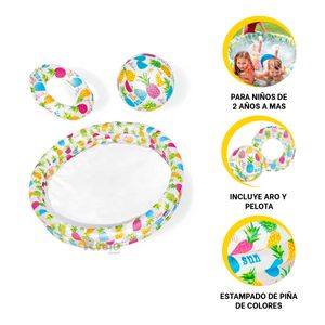Piscina Diseño Piñas de Color Blanco Y+Stickers