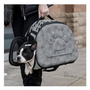 Transportador de Goma para Mascotas con Huellitas Plomo