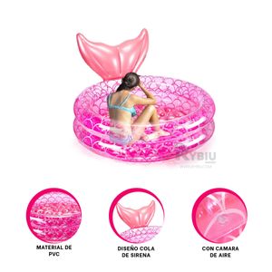 Piscina con Base Comoda en Color Rosado Y+Stickers