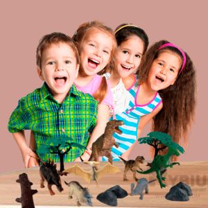 Set de Dinosaurios x5 con huevos en Multicolor