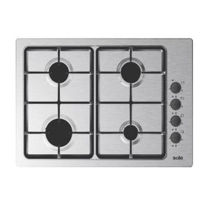Cocina Encimera Empotrable a Gas Sole SOLCO048V2 Compacta 4 Hornillas Acero Gris