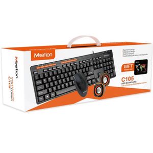 Kit Office Teclado Mouse Speakers Pad Meetion C105