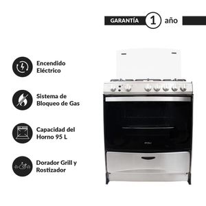 Cocina de pie a gas 30" Expert 76 Fdv 5 hornillas Acero Inoxidable