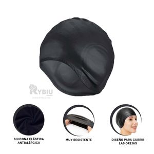 Gorro de Silicona Elastica Ajustable Color Negro Y+Agendita