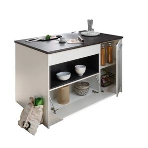 Isla de Cocina Moderna Kayano Blanco y Negro R&R MUBLES