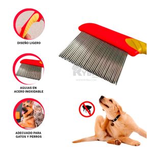Peine de Mascota de Acero en Color Rojo Y+Papel de Regalo