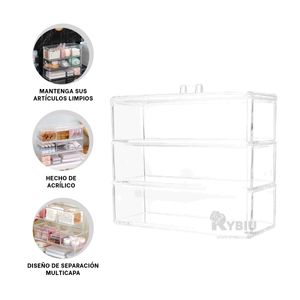 Caja Practica de 3 Divisiones Tono Transparente Y+Agendita