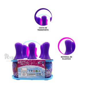 Juego de Boliche de Color Rosado y Morado Y+Stickers