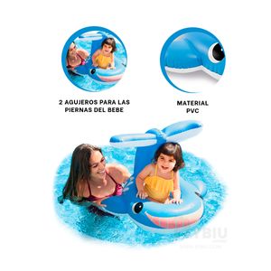 Flotador Ballena PVC Ligero en Celeste Y+Papel de Regalo