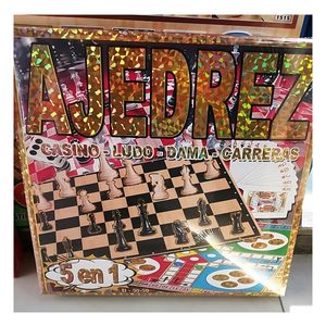 Juego de Mesa Ideal Multijuegos de 5 en 1 Y+Papel de Regalo