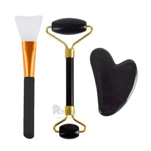 Masajeador Facial Set de 3 de Jade en Tono Negro