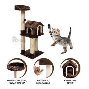 Gym de Gato Casa Didactico de 3 Pisos en Color Marron