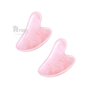 Gua Sha de Cuarzo para Rostro Rosado Claro Y+Papel de Regalo