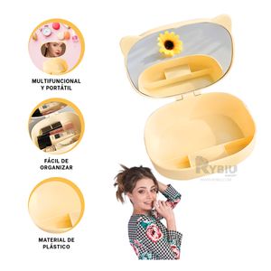 Caja Practica con Diseño de Gato en Tono Amarillo Y+Agendita