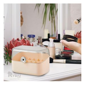 Caja Organizadora de Maquillaje Color Beige Y+Stickers