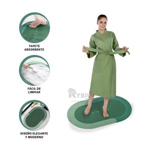 Tapete de Dormitorio Ovalado en Color Verde