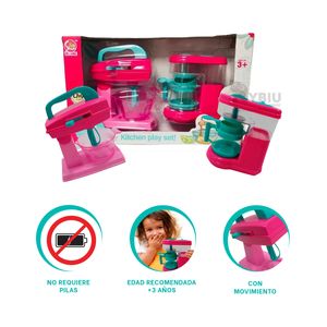 Set de Batidora y Cafetin de Color Rosado Y+Papel de Regalo