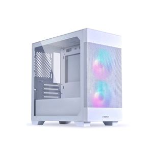 Gabinete Lian Li Lancool 205M Mesh Snow White, incluye 2 ventiladores ARGB, panel lateral de vidrio templado, sin fuente
