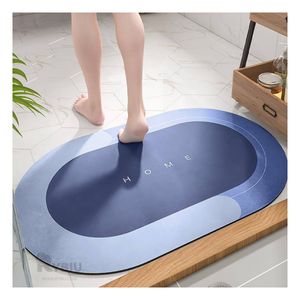 Tapete de Dormitorio Ovalado en Color Azul