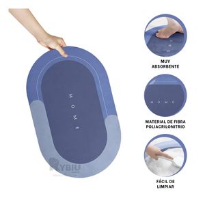 Tapete de Dormitorio Ovalado en Color Azul