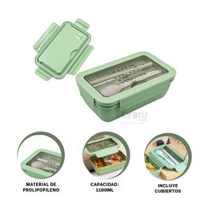 Taper Box Eficaz con Cubiertos Verde Y+Papel de Regalo