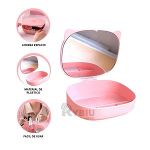 Caja Practica con Forma de Gato en Color Rosado Y+Agendita