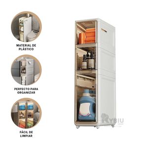 Armario Moderno con Rueditas de Color Blanco Y+Stickers
