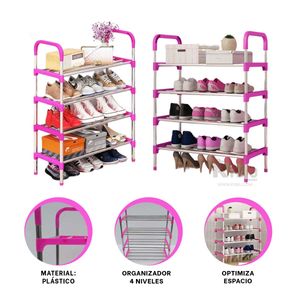 Zapatera Practico con Separacion en Tono Rosado Y+Stickers