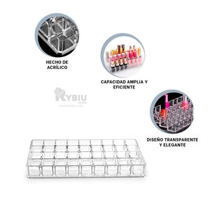 Organizador de Acrilico para 36 Labiales en Transparente