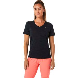Polo ASICS Race V-Neck Ss Top Performance Black/Grey Mujer