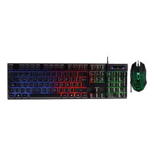 Kit gamer Teraware Teclado alámbrico membrana, layout español + Mouse 3600 dpi, 6 botones, negro