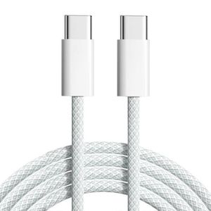 Cable Tipo-C A Tipo-C, 2m, 60W, Trenzado, Blanco