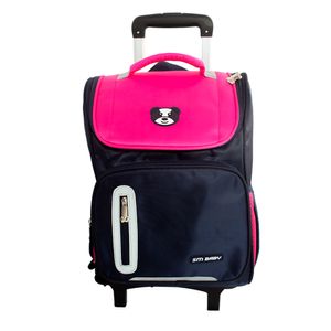 Mochila Escolar para Niños Con Ruedas Modelo Osito Kids Fucsia