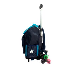 Mochila Escolar para Niños Con Ruedas Modelo Osito Kids Celeste