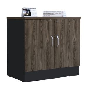 Archivador 2 Puertas Home Office Negro Coñac Tuhome